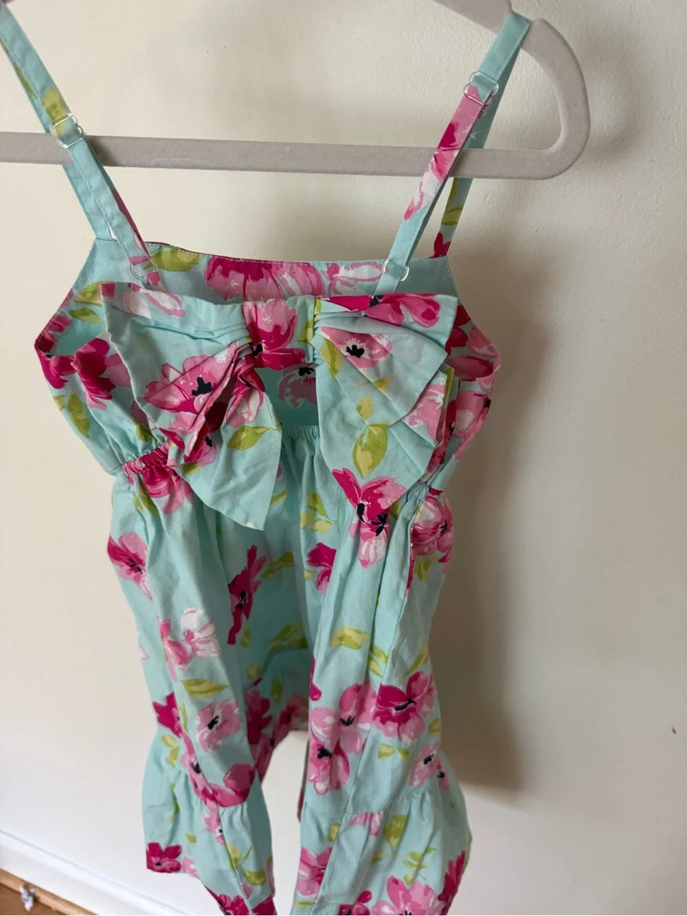 The Children's Place Aqua Floral Sundress with Pink Flowers